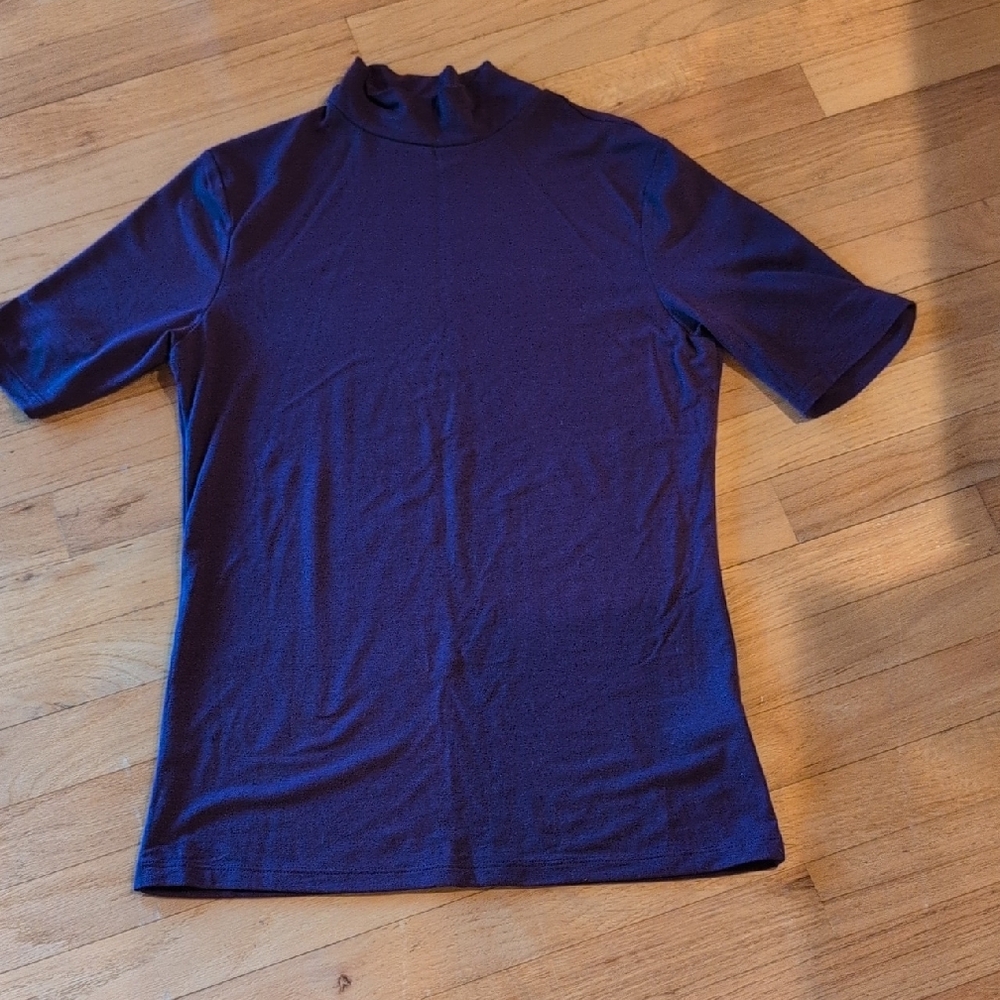 Purple Mock Neck Short Sleeve Top